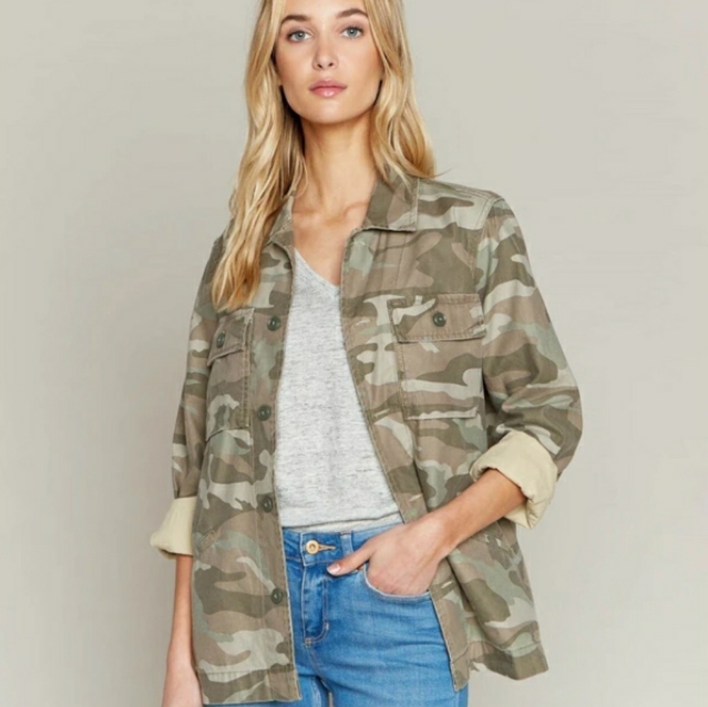 Thread & Supply Camo Utility Jacket in Olive/Cream